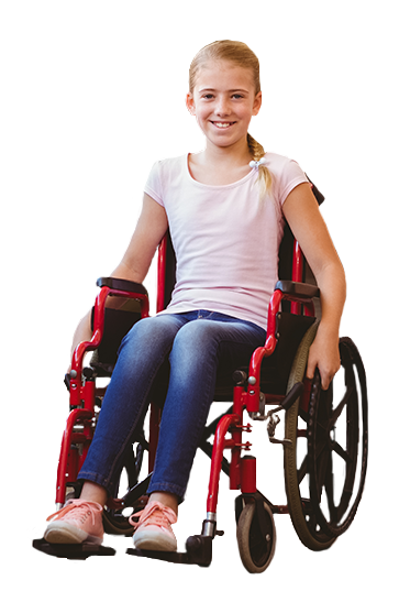 happy teen in wheel chair