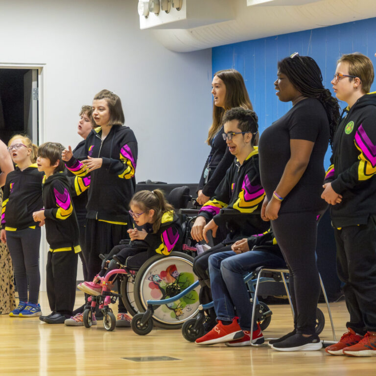 Disabled children singing