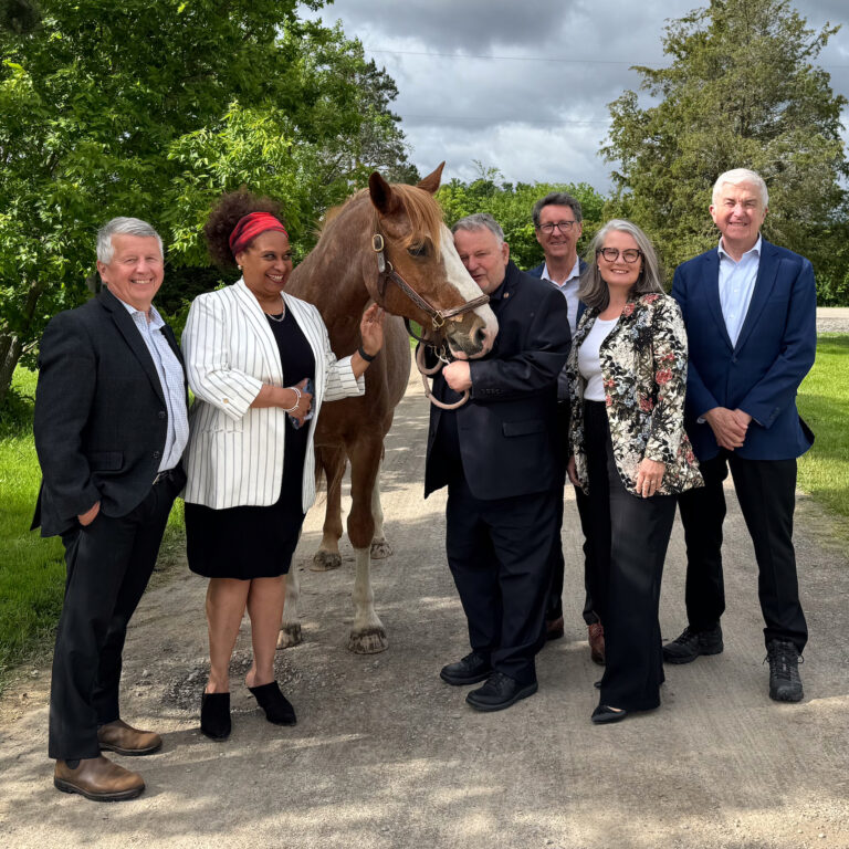 HDSDC board members standing with a horse